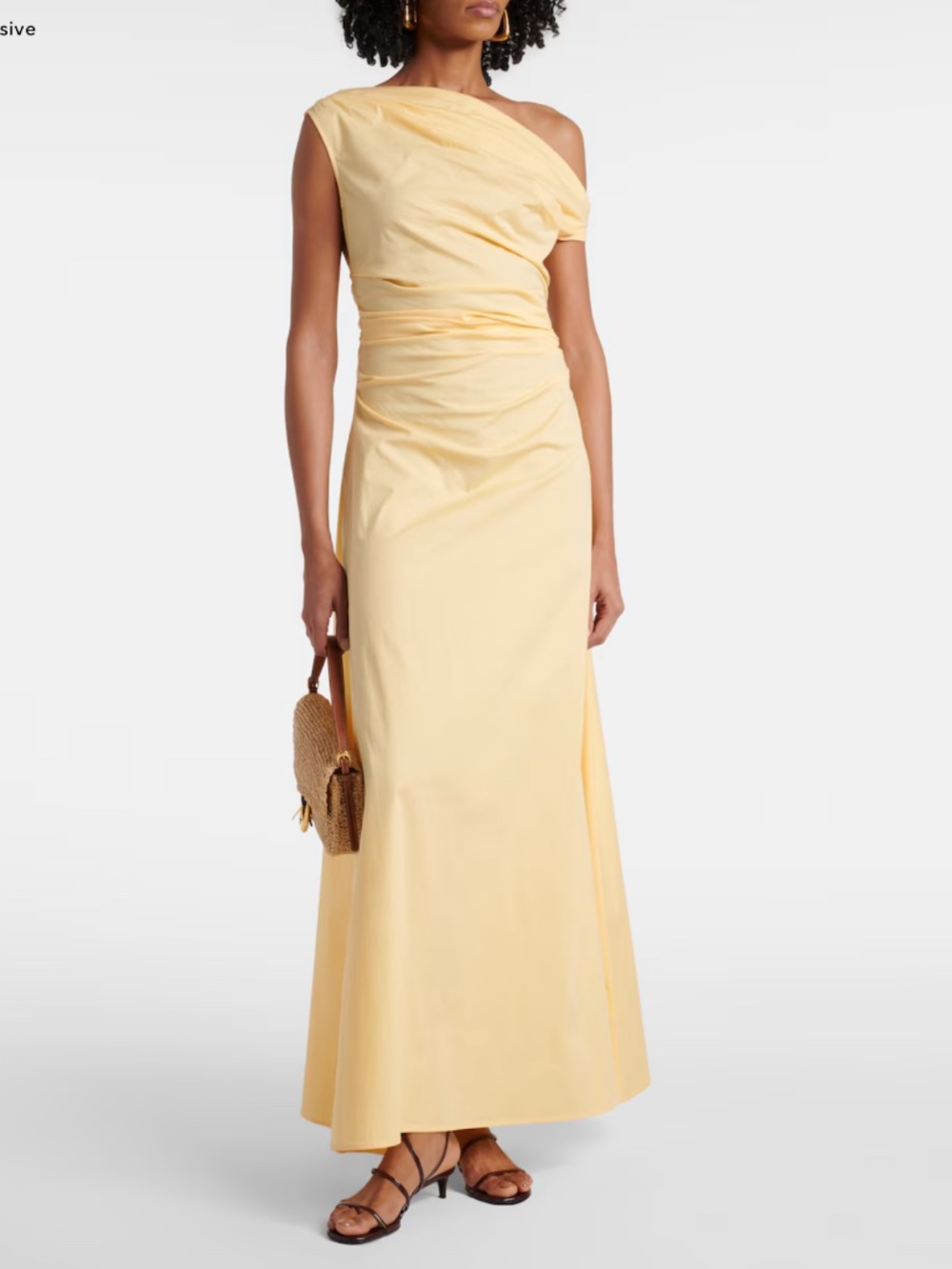 Staud Phare One-Shoulder Cotton Maxi Dress in Pale Honey